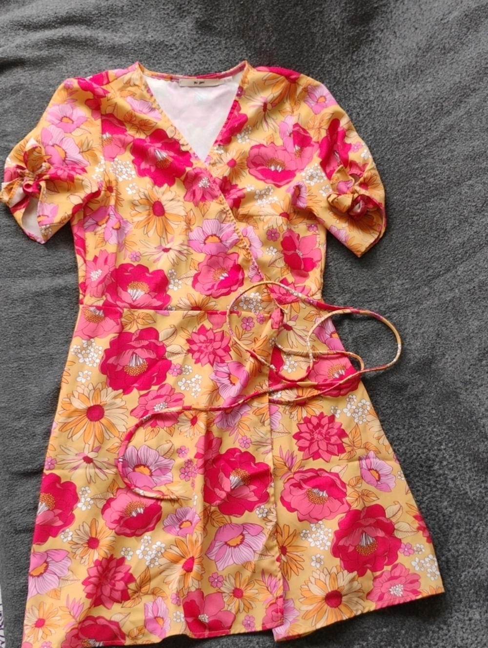 miami Yellow Floral Dress with Pink & Red Accents